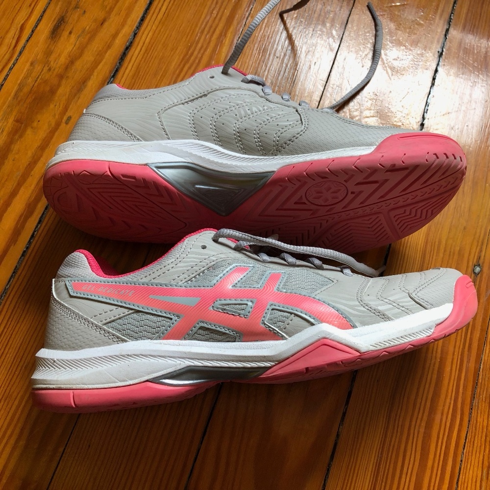 Asics Gel-Dedicate 6 Women's Tennis Sneakers, Size 8, Grey/Pink
